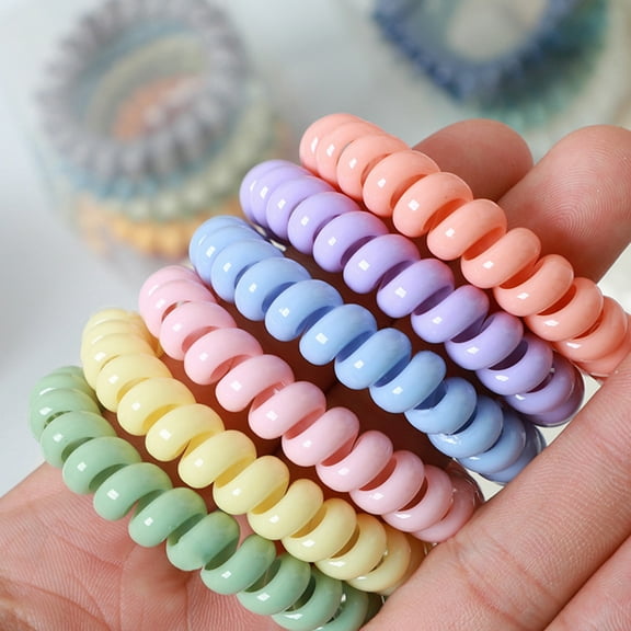 AURORA TRADE 6PCS Spiral Hair Ties, Coil Hair Ties, Phone Cord Hair Ties, Ponytail Hair Coils No Crease