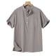 thumbnail image 2 of Ceisia Men's Shirt | Loose Stand Collar Short Sleeve Cotton-Linen Shirt | Breathable Textured Wrinkle (Multiple Solid Colors) Gift, 2 of 6