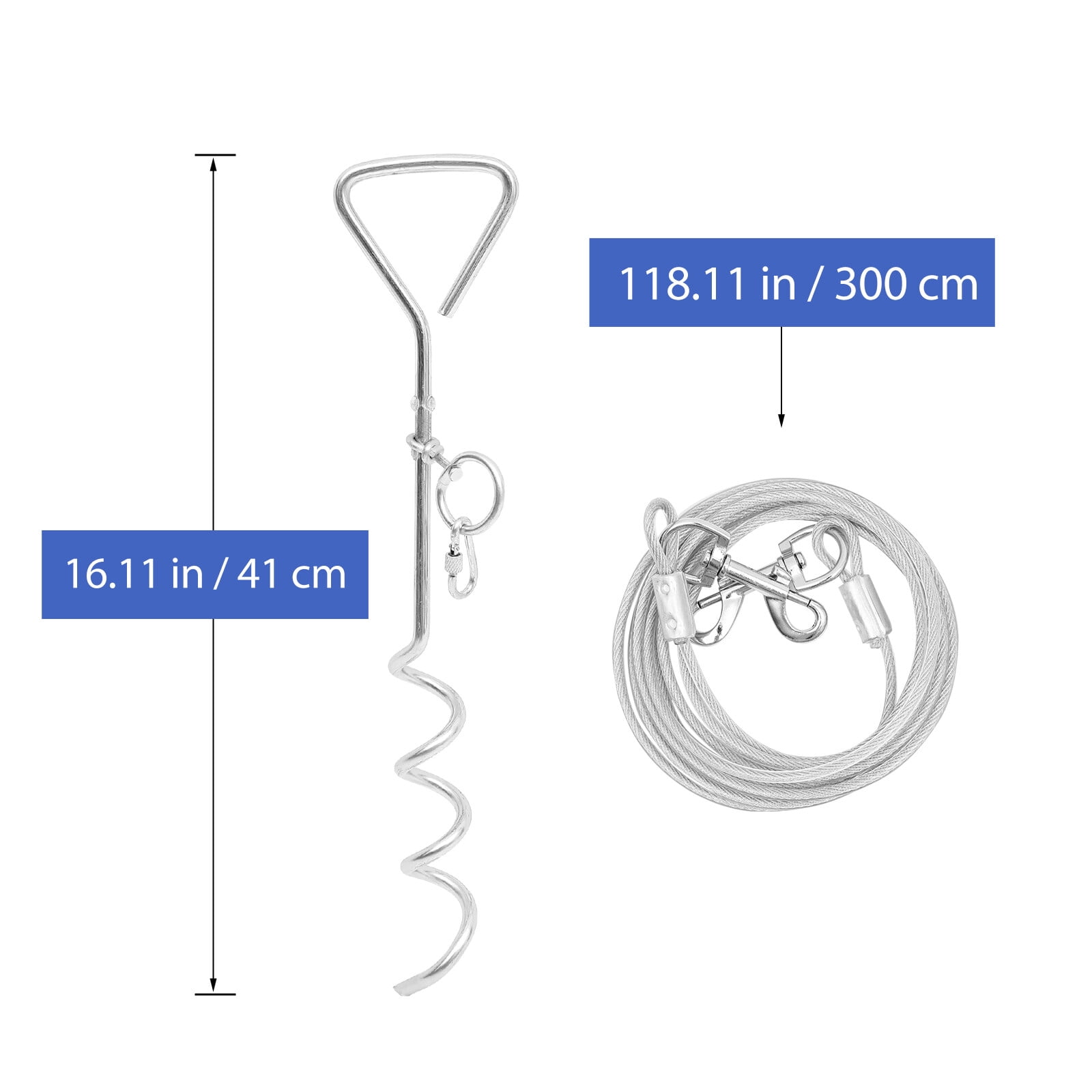 1 Set Dog Tie Out Stake Screw Anchor Down Post Steel Wire Puppy Spiral