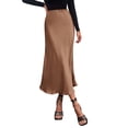 thumbnail image 1 of Falda PRETTYGARDEN Satinada Midi de Cintura Alta Otoño 2025 Coffee S, 1 of 7