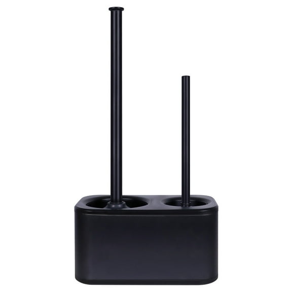 modern sleek toilet bowl brush and Toilet plunger combo - Black