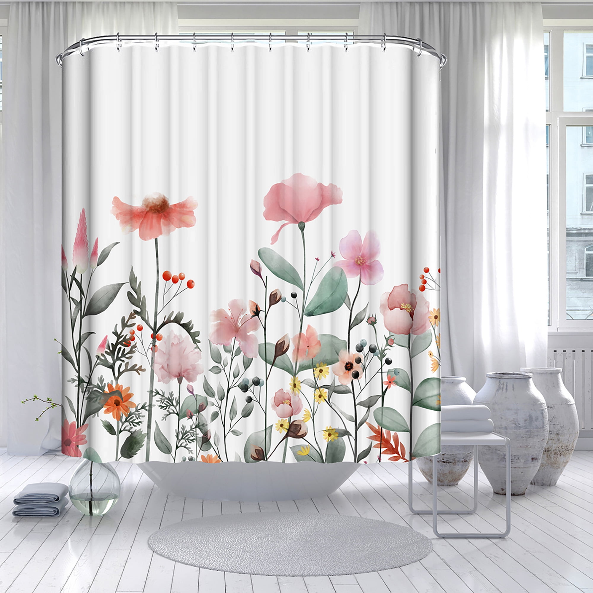 Tropical Flamingo Shower Curtain Bedroom Waterproof Fabric & 12hooks 180*180CM 