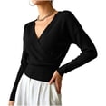 thumbnail image 5 of Women's Fall Winter Fashion Tops Solid Color Collar Waist Cinched Top Daily Office Wear, 5 of 8