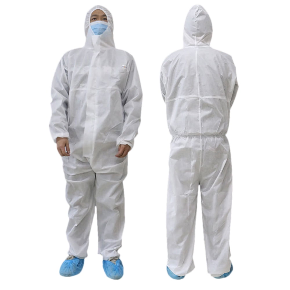 Disposable Coveralls Overalls Boilersuit Hood Painters Protective Suit WHITE 