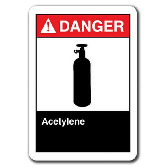 Danger Sign - Acetylene 7"x10" Plastic Safety Sign ansi osha