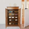 thumbnail image 5 of Freestanding 5 Tier Shoe Rack Organizer Cabinet, 2 Doors Bamboo Shoe Storage Cabinet Entryway Shoe Storage Organizer Rack with 1 Drawer for Bedroom,Entryway, Hallway,26 * 13.2 * 40, 5 of 7