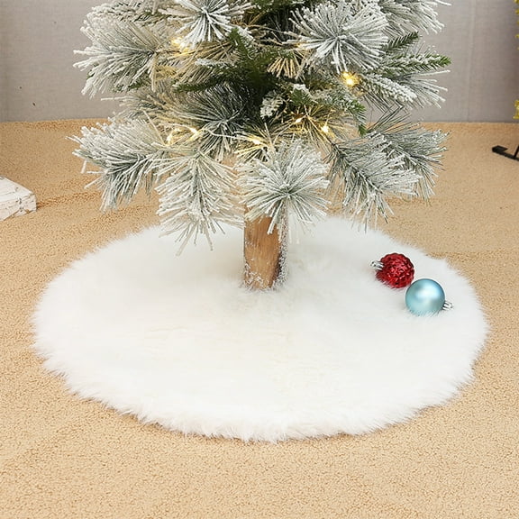 Christmas Tree Skirt Solid Color Christmas Tree Skirt Set Pink or White 35cm Long Fibered Polyester for Holiday Tree Base Decoration 1Pcs JASKFLY