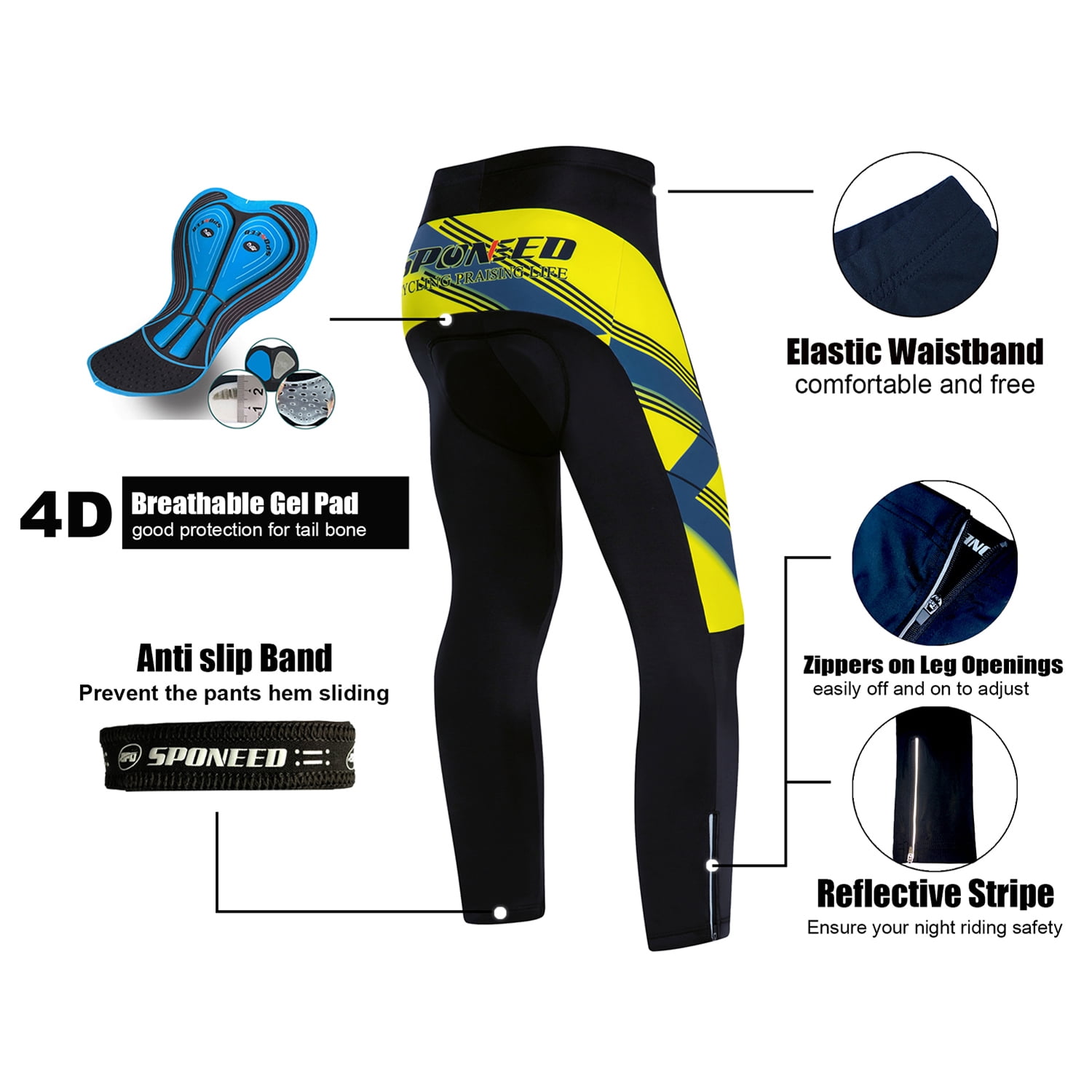 Pantalon Cyclisme Homme MEETWEE - Collant Compression 3D Gel Silicone Respirant