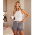 thumbnail image 6 of Real Essentials 3 Pack: Women's Woven Lounge Boxer Shorts Casual Sleep Comfy Elastic Waist Loose Fit PJ Bottoms with Pockets, 6 of 7