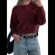 thumbnail image 2 of Cárdigan de Cuello Redondo con Botones para Mujer, Suéter de Punto de Larga, Ropa de Abrigo Vino Tinto L, 2 of 7