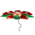 thumbnail image 2 of Kurt Adler 10-Light LED Capiz Poinsettia Tree Topper, Red & Green, 9.5", 2 of 7