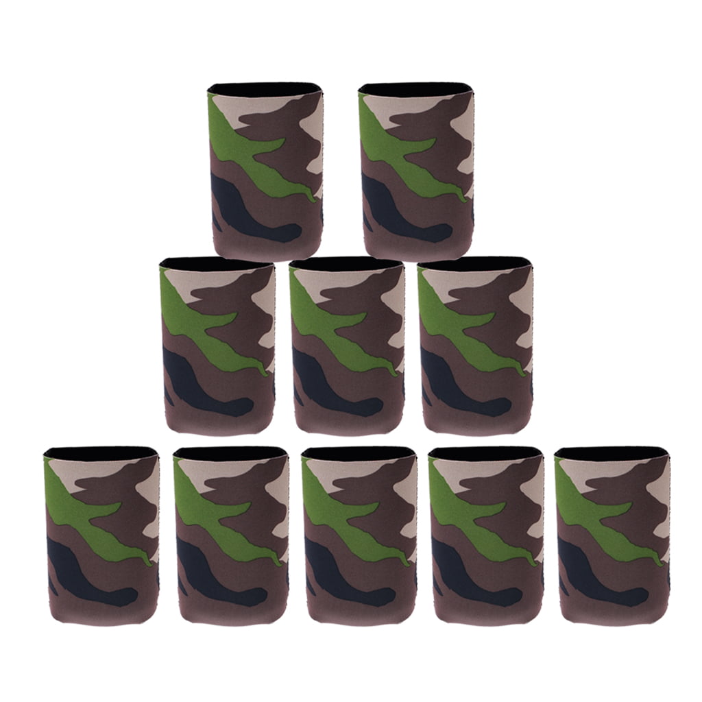 10pcs/Set Neoprene Camo Soda Cola Beer Stubby Holders Can Cooler Chilling Wrap 
