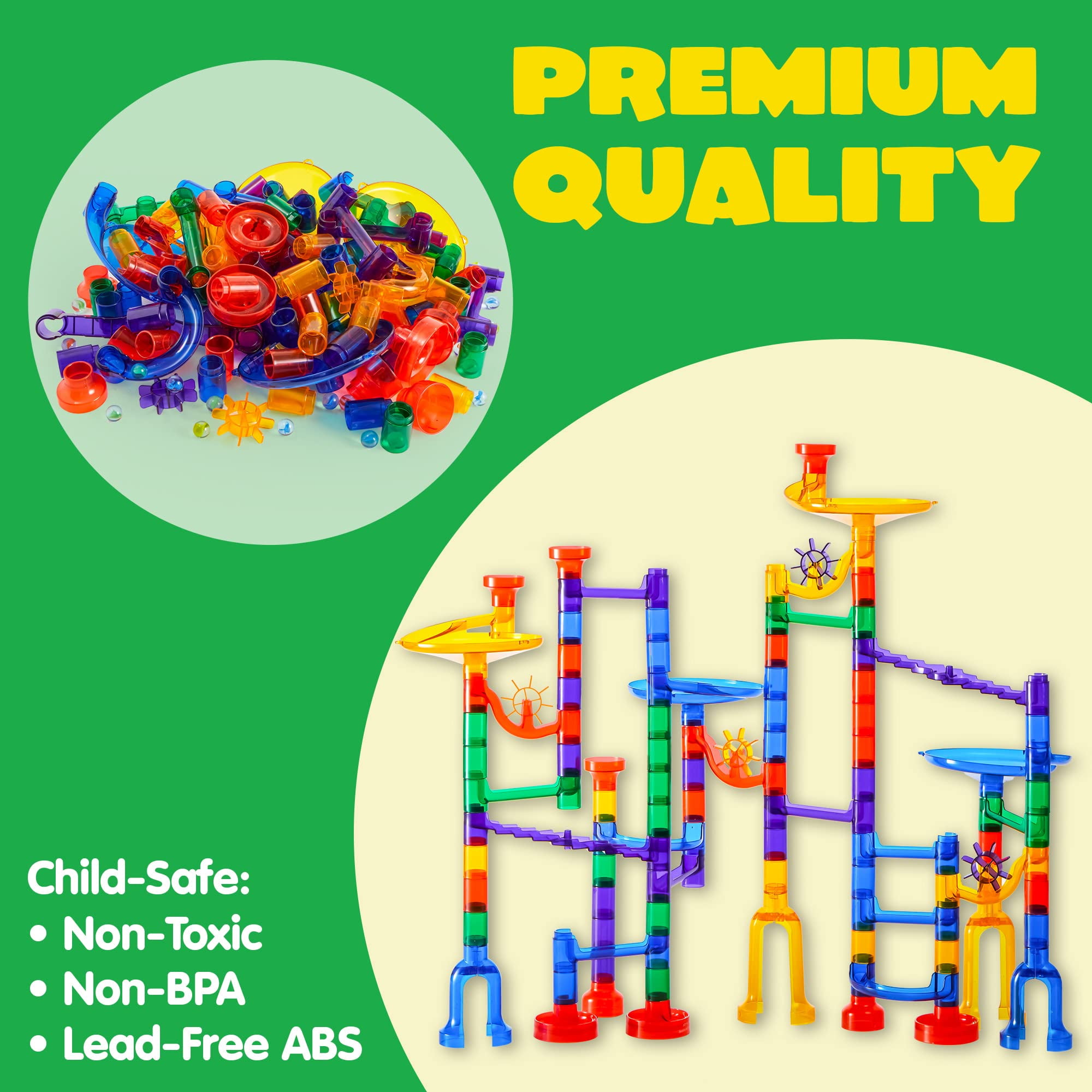 JOYIN 170 Pcs Marble Run Premium Toy Set, Construction Building Blocks  Toys, STEM Educational Building Block Toy(120 Plastic Pieces + 50 Glass  Marbles) 