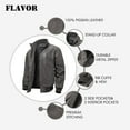 thumbnail image 5 of FLAVOR Men's Real Leather Bomber Casual Jacket (XX-Large, Gray), 5 of 6
