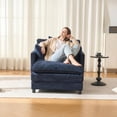 thumbnail image 4 of Lovableguy Modern Oversized Accent Chair with Ottoman,Chenille Deep Seat Upholstered Armchair,Comfy Single Sofa Couch for Living Room Bedroom Office Apartment,Blue, 4 of 7