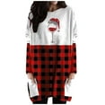 thumbnail image 1 of Vestidos de Navidad Para Mujer Nueva Moda Casual Estampado Manga Larga Bolsillo Cuello Redondo Contraste Color Top Ropa Vestido Odeerbi ODB199012, 1 of 5