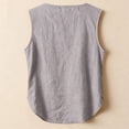 thumbnail image 4 of Hollow Out Embroidered Boho Shirts for Women Cotton Linen Tank Tops Sleeveless V Neck Loose Beach Vacation Tops, Camel M, 4 of 6