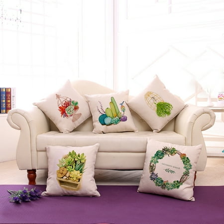 Tropical Throw Pillow Covers Plant Succulent Tropical Cactus Throw Pillow Cushion Cover 18''x18'' Cotton Linen Standard Decorative Pillowcase Pillowslip Pillow Protector Case for Sofa Couch Chair Car Seat ()
