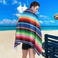 thumbnail image 4 of GZHJMY Microfiber Beach Towel,Mexican Serape Blanket Stripes Super Absorbent Sport Towel with Pouch,Quick Dry Pool Towels Pool Blanket for Swimming,Picnic,Yoga Gym 31×71in Bath Towels, 4 of 7