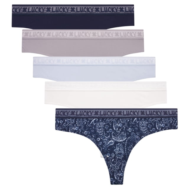 Paquete de 5 Tangas de Microfibra Lucky Brand para Mujer, Talla Grande