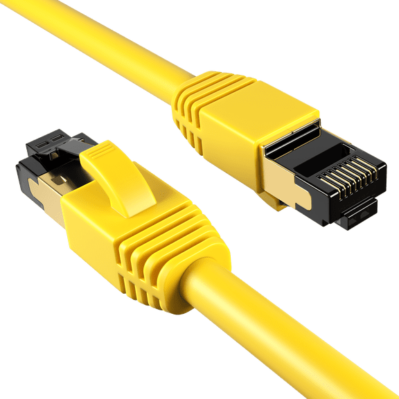7FT Cat8 Ethernet Cable Copper Shielded RJ45 Cord for Router, PC, Gaming, Servers, PoE Security Cameras, Smart TVs, 40Gbps High-Speed Network Patch, Yellow, 5 pack, Cables Direct Online