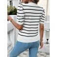 thumbnail image 3 of XCHQRTI Striped Knit Women's Tops Puff Sleeve Casual T-Shirt Trendy Dressy Shirt, 3 of 7