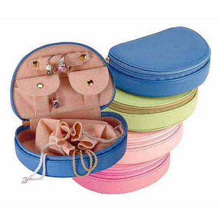 Royce Leather Mini Jewelry Zippered Travel Case in Genuine Leather