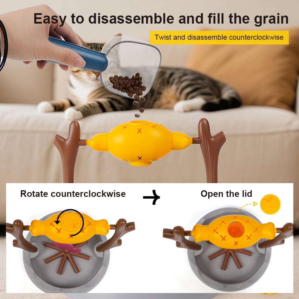 golytefs Cats Treat-dispensing Slow Feeder 360° Rotating Cats Slow Feeding Snack Bowl Food Hiding & Feeding Device for Cat Dog Pet