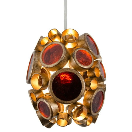 Contemporary Varaluz Fascination Collection Varaluz - Fascination - 1 Light Mini Pendant - Kolorado Finish with Amber Recycled Bottle Glass ()