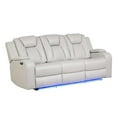 thumbnail image 3 of Benz LED & Power Reclining Sofa Made With Faux Leather in Ice/ White, 3 of 12