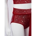 thumbnail image 6 of iiniim Girls Lyrical Dance Glittery Crop Top with Split Skirted Leotard 2 Piece Outfit Ballroom Dancewear Burgundy 12, 6 of 7