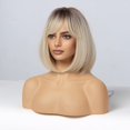thumbnail image 4 of Short Bob Wig With Bangs,Shoulder Length Wigs for Women Short Wavy Women's Wigs Natural Looking Heat Resistant Synthetic Wigs for Daily Use A9, 4 of 6