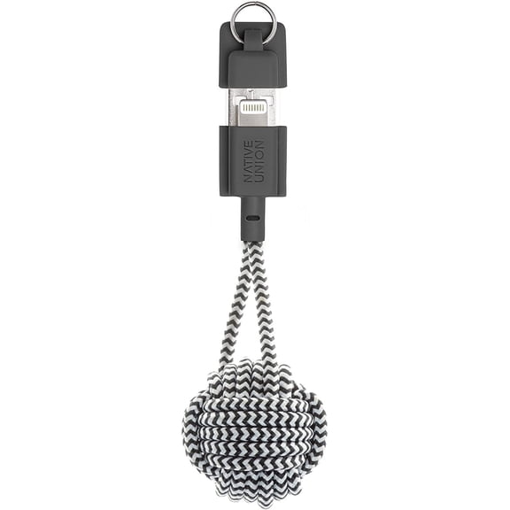 Native Union Key Cable - USB-A Ultra-Strong Durable Charging Cable with Key Fob (Zebra)