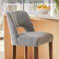 thumbnail image 3 of Usaint Chenille Bar Stools Set of 4, 26" Counter Height Barstools, Mid-Century Wooden Kitchen Island Chairs for Dining Room, Gray, 3 of 9