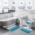 thumbnail image 5 of Turquoise White Ombre Bath Mat 3 Piece Bathroom Rug Set, Modern Country Abstract Stripes Non Slip Bath Rug Contour Mat and Toilet Lid Cover, Absorbent Shower Mats Soft Bath Rugs and Mats Sets, 5 of 8