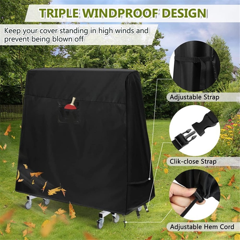 Yl-YANG Ping Pong Table Cover Outdoor Waterproof, Table Tennis Cover Indoor & Outdoor Fits Universal Tables Folding & Flat Tables with Paddles Organize Bag, 210D Oxford Fabric（oniy cover）