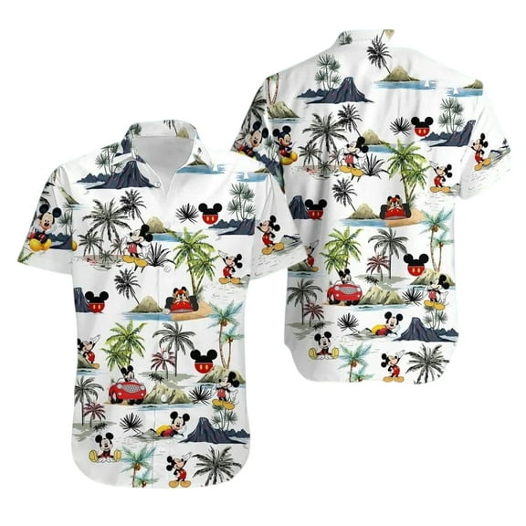 Mickey Mouse Cartoon Shirt, Tropical Disneyland Hawaiian Shirt for Summer Family Trip