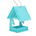 thumbnail image 4 of Wild Bird Feeder DIY Windproof House Shape Outdoor Garden Balcony Hanging Bird Feeder Decoration with Rope Cyan, 4 of 8