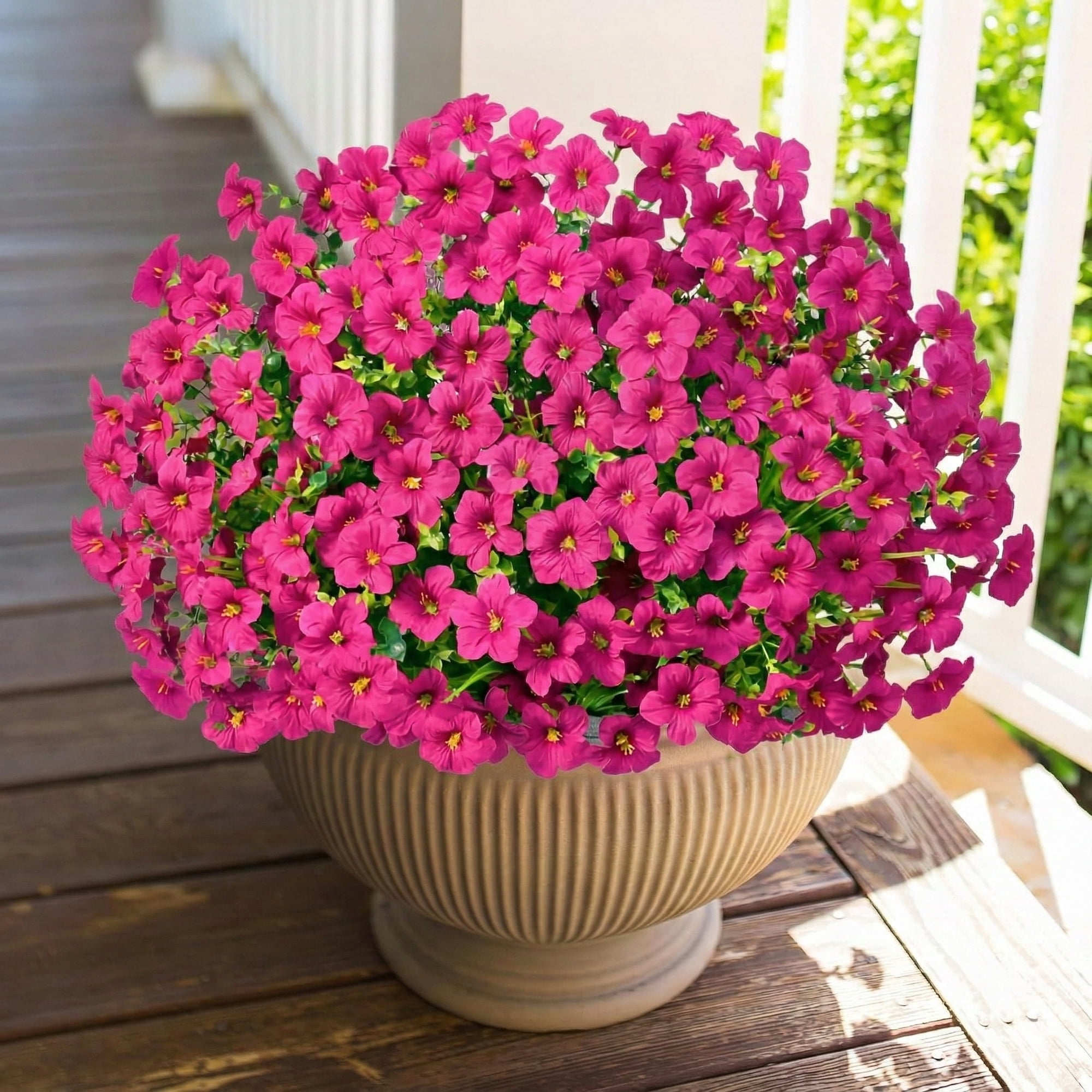 Waipfaru Artificial Flowers for Outdoors Fake Plants Outside Decoration, 12 Bundles UV Resistant Silk Morning Glory,Realistic Faux Flowers for Planter Porch Patio Yard Decor