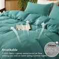 thumbnail image 2 of 100% Cotton Muslin Duvet Cover Set Twin Size,2 Pcs Ultra Soft Breathable & Lightweight Gauze Bedding Set with 1 Pillowcase,Textured Home Decor with Button, 68"×90" Teal,No Insert, 2 of 14