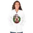 thumbnail image 3 of Betty Boop Christmas Santa Wreath Women Plus Size Zipper Hoodie Brisco Brands 2X, 3 of 5