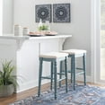 thumbnail image 3 of Linon Marino 30" Indoor Backless Wood Bar Stool, Blue/Natural Linen, 3 of 8