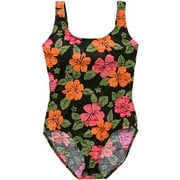 Women's Plus Hibiscus Rib Tank Swimsuit