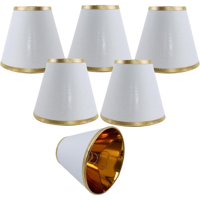 Juego de 6 pantallas para lámpara de pared, pantallas de tela para lámpara de pared, lámparas de renaje pequeñas, para bombillas de borde de corte, visualización de ajuste de clip, 3 x 6 x 5