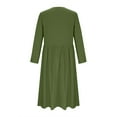 thumbnail image 5 of Plus Size Long Dresses for Spring Ladies Fashion Women Long Sleeve Button V-Neck Dress Solid Dresses Pocket Green S, 5 of 7