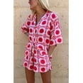 thumbnail image 5 of Women's Boho 2 Piece Beach Outfits Short Sleeve Button Down Shirt Wide Leg Shorts Summer Matching Sets, 5 of 8
