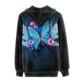 thumbnail image 4 of Renewold Blue Graphic Hoodies for Women Size XL Zip Up Tops with Pocket Durable Comfy Fabric Jackets Fashion Glowing Butterfly 3D Print Workout Sportswear Sweatshirts, 4 of 5