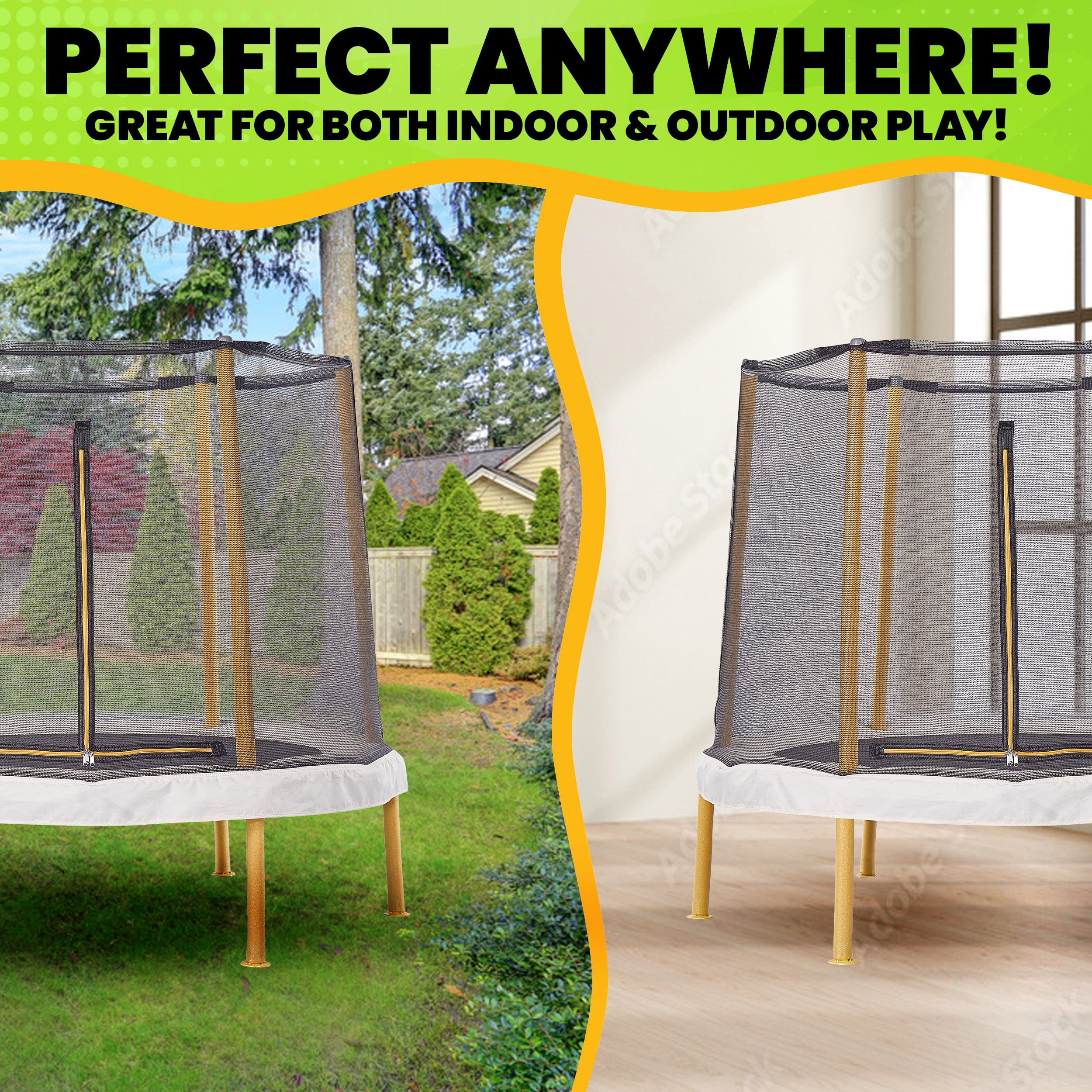 JumpKing 60” Round Trampoline with Enclosure – The Ultimate Fun for Indoor & Outdoor Play!
