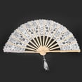 thumbnail image 3 of VIFERR Elegante Abanico Plegable de Mano de Encaje Hueco de Estilo Chino Vintage para Fiesta Nupcial decoración de Boda Prop(Blanco), 3 of 8