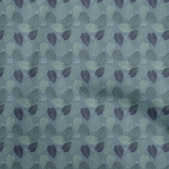 oneOone Polyester Spandex Gray Fabric Leaves Sewing Material Print Fabric By The Yard 56 Inch Wide